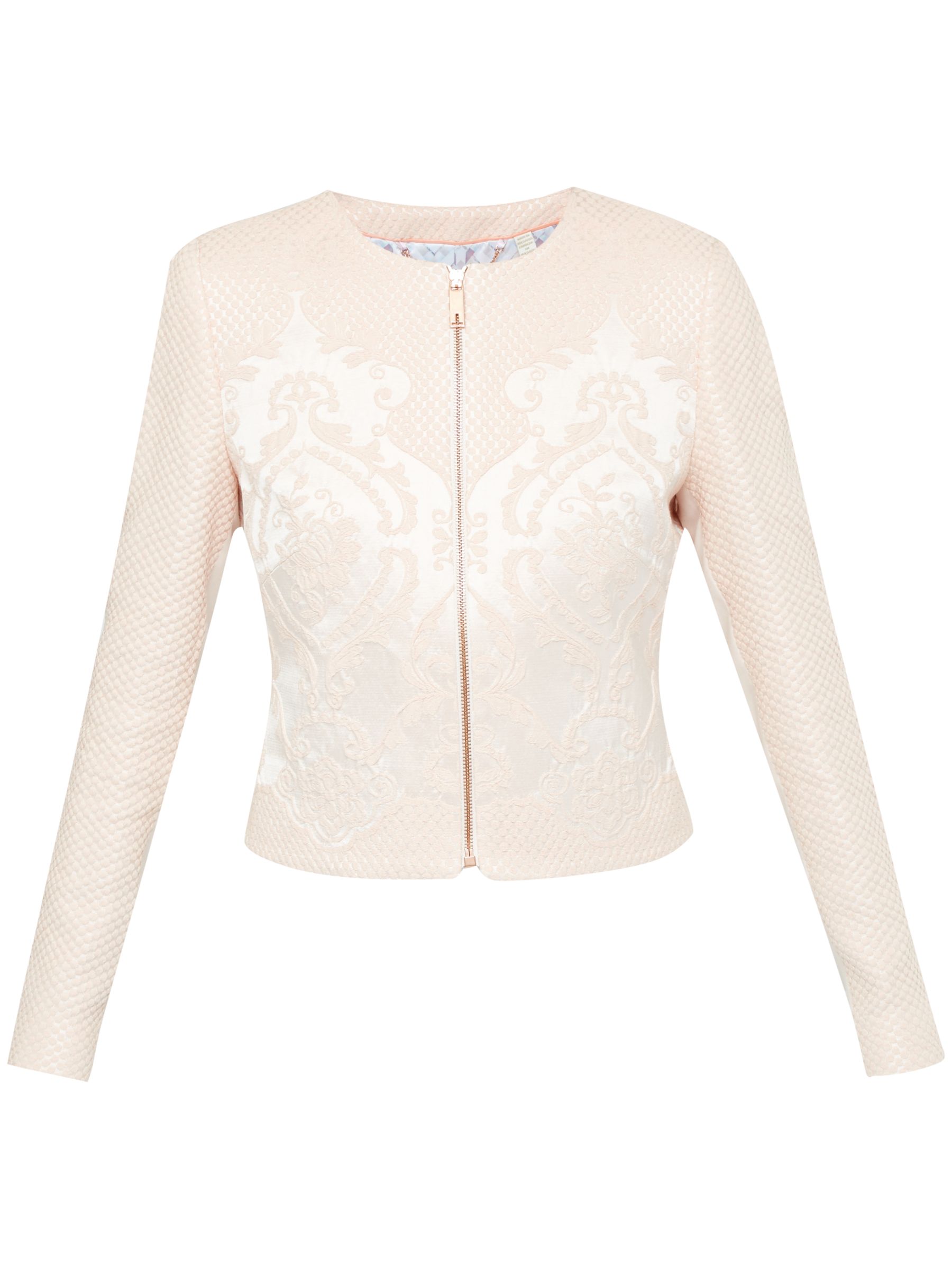 Ted Baker Lua Jacquard Cropped Jacket Baby Pink At John