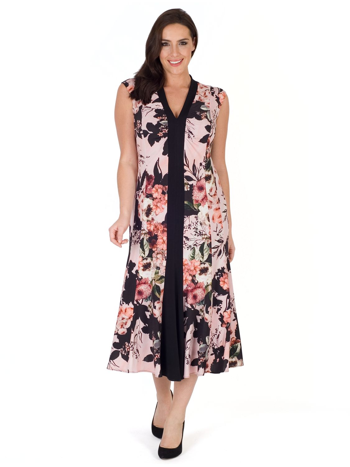 Chesca Rose Print Jersey Dress, Apricot