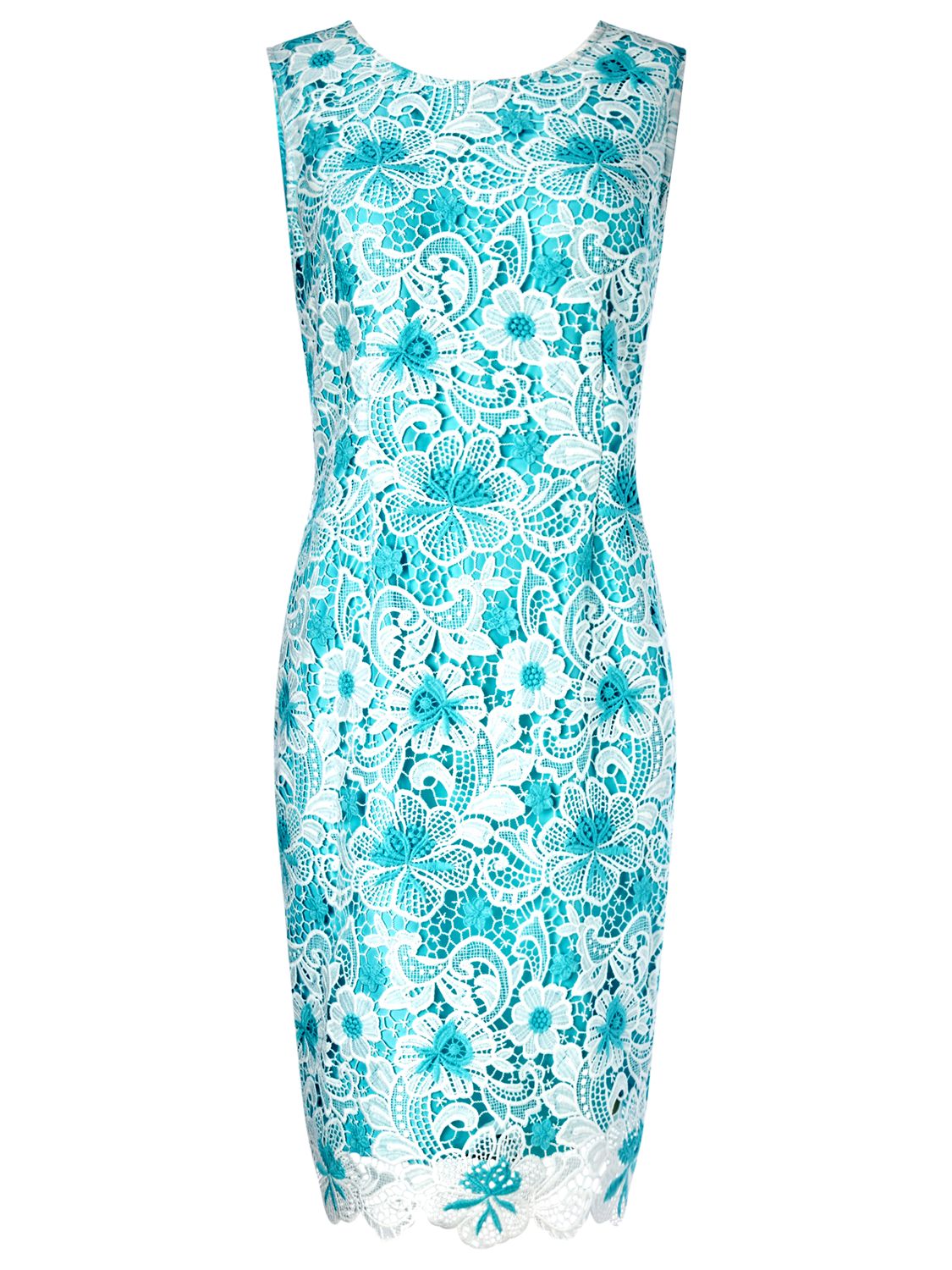 Precis Petite Cotton Lace Shift Dress, Multi Blue at John Lewis & Partners