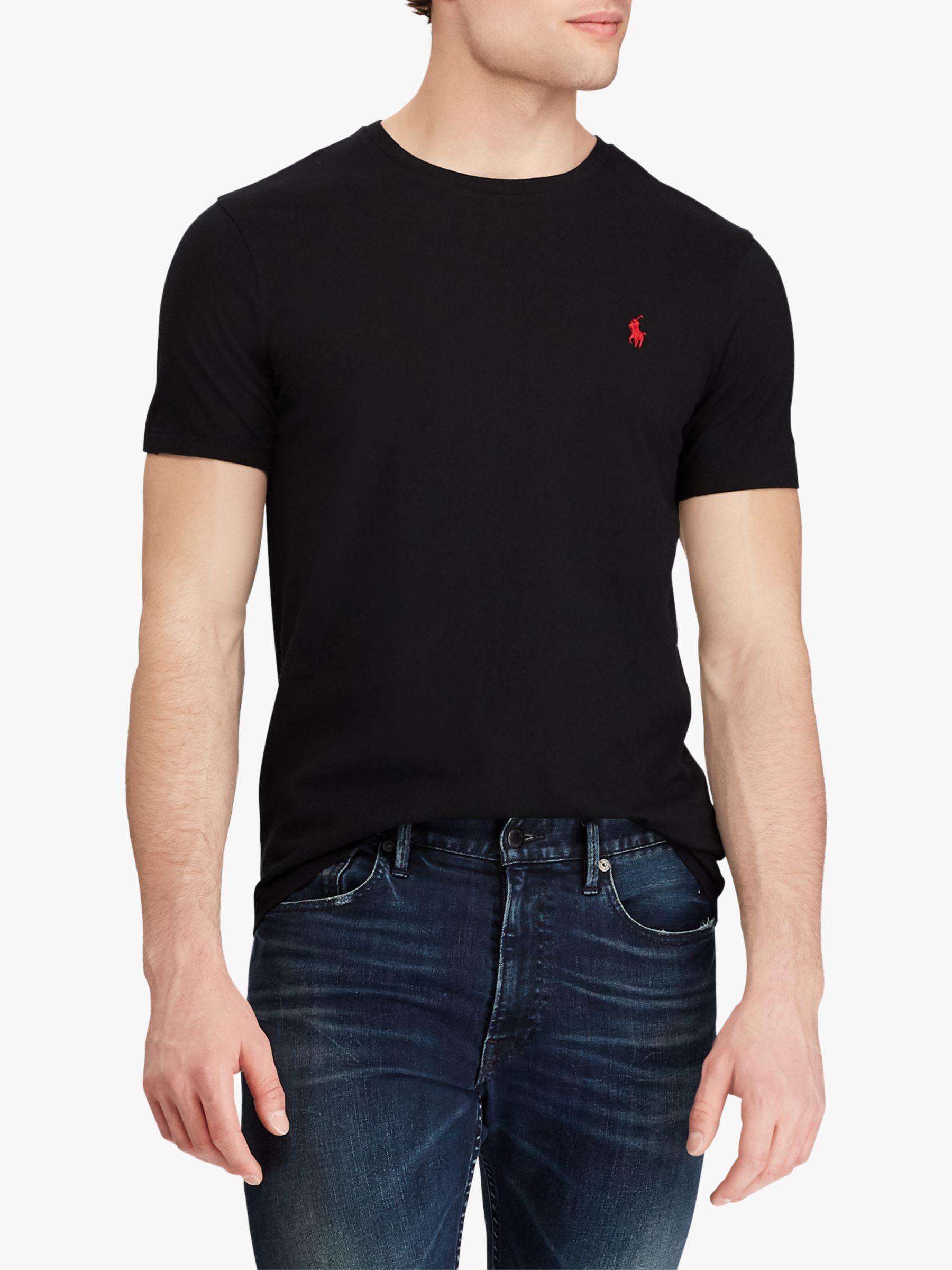 Polo Ralph Lauren Short Sleeve Custom Fit Crew Neck T-Shirt, Black at ...