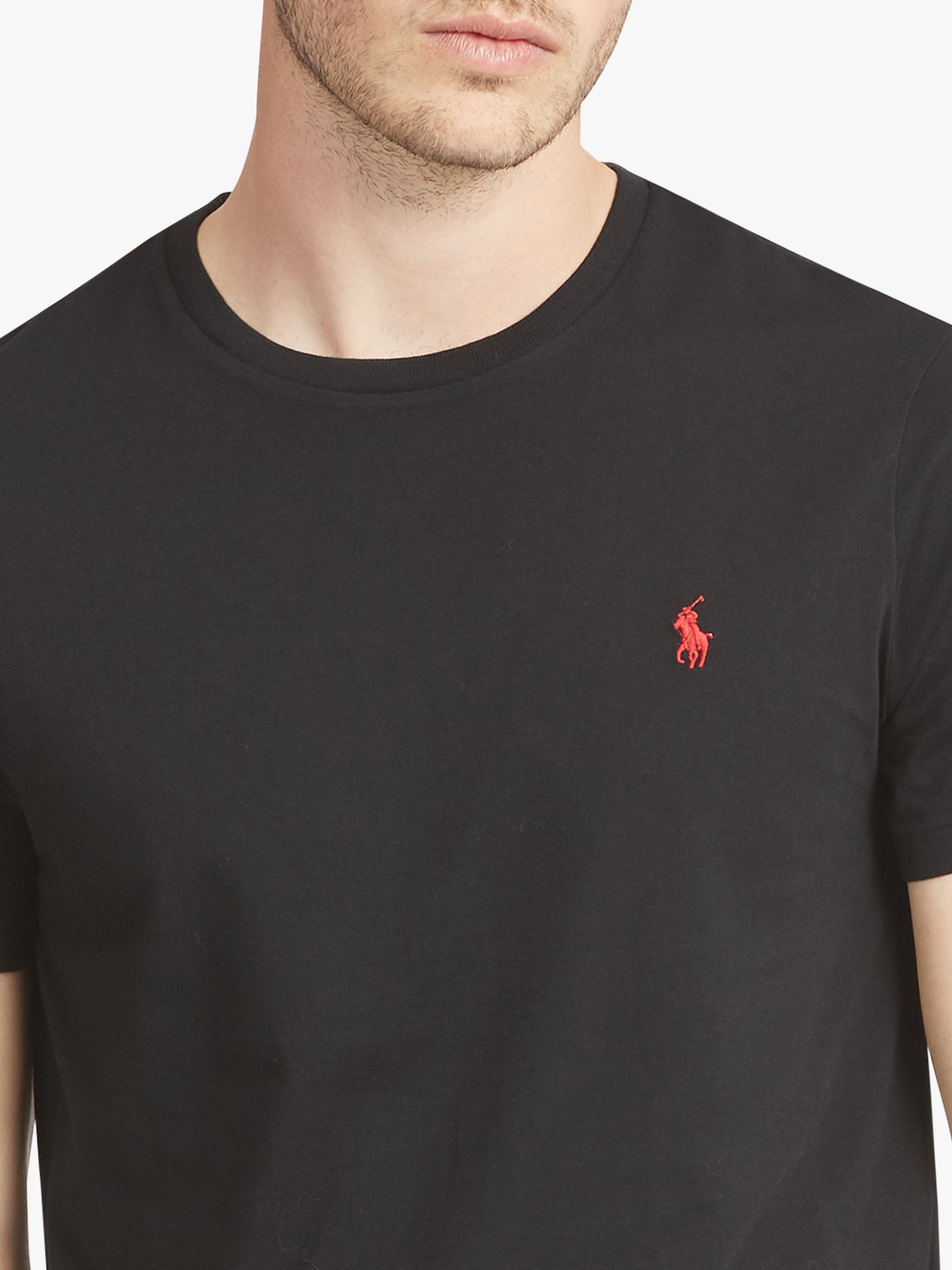 Polo Ralph Lauren Short Sleeve Custom Fit Crew Neck T-Shirt, Black at John  Lewis & Partners