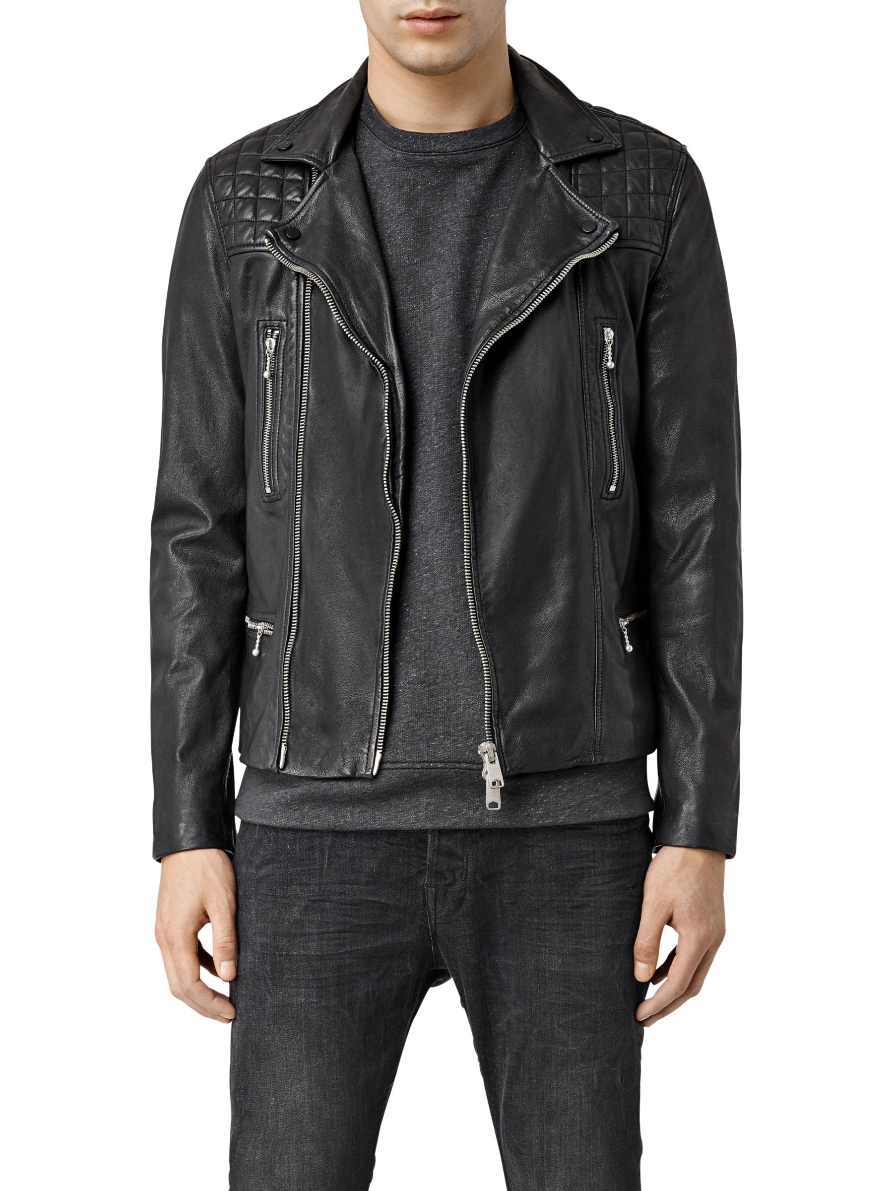 AllSaints Rowley Leather Biker Jacket, Black