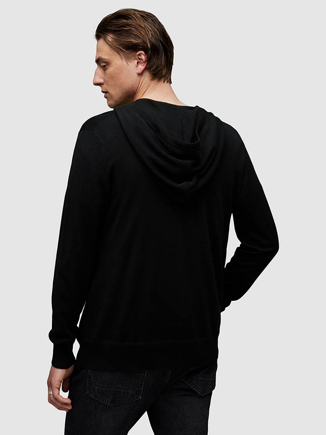 AllSaints Mode Merino Wool Zip Up Hoodie, Black