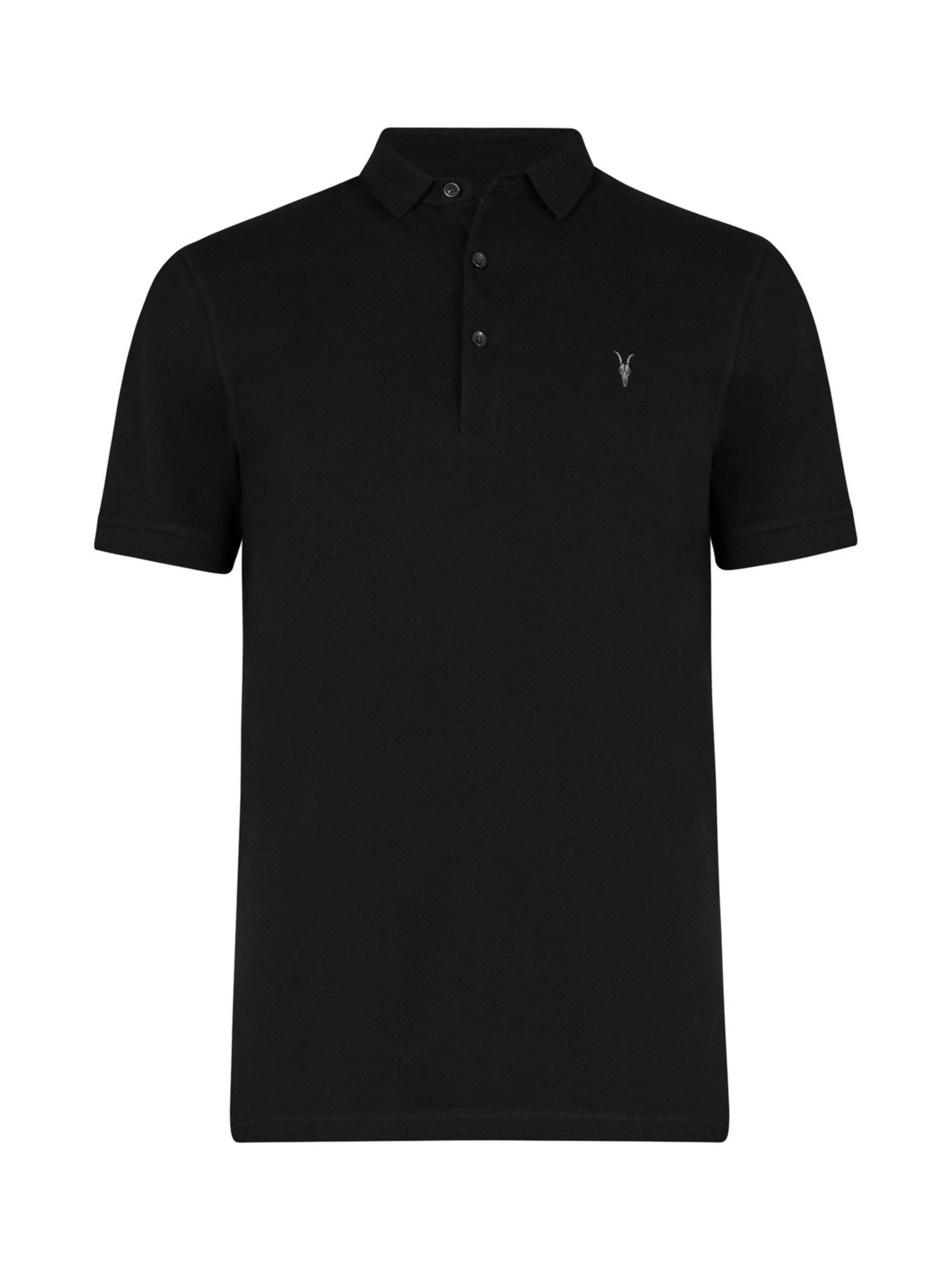 AllSaints Reform Short Sleeve Slim Polo Shirt, Black at John Lewis ...