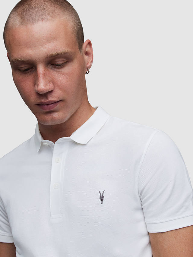 AllSaints Reform Short Sleeve Slim Polo Shirt, Optic White