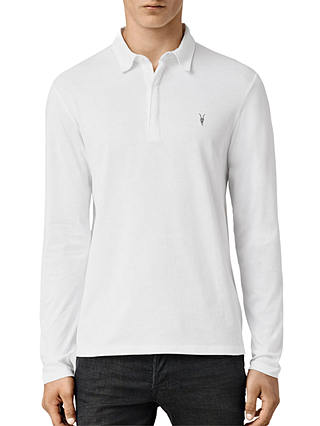 AllSaints Brace Long Sleeve Polo Shirt, Optic White
