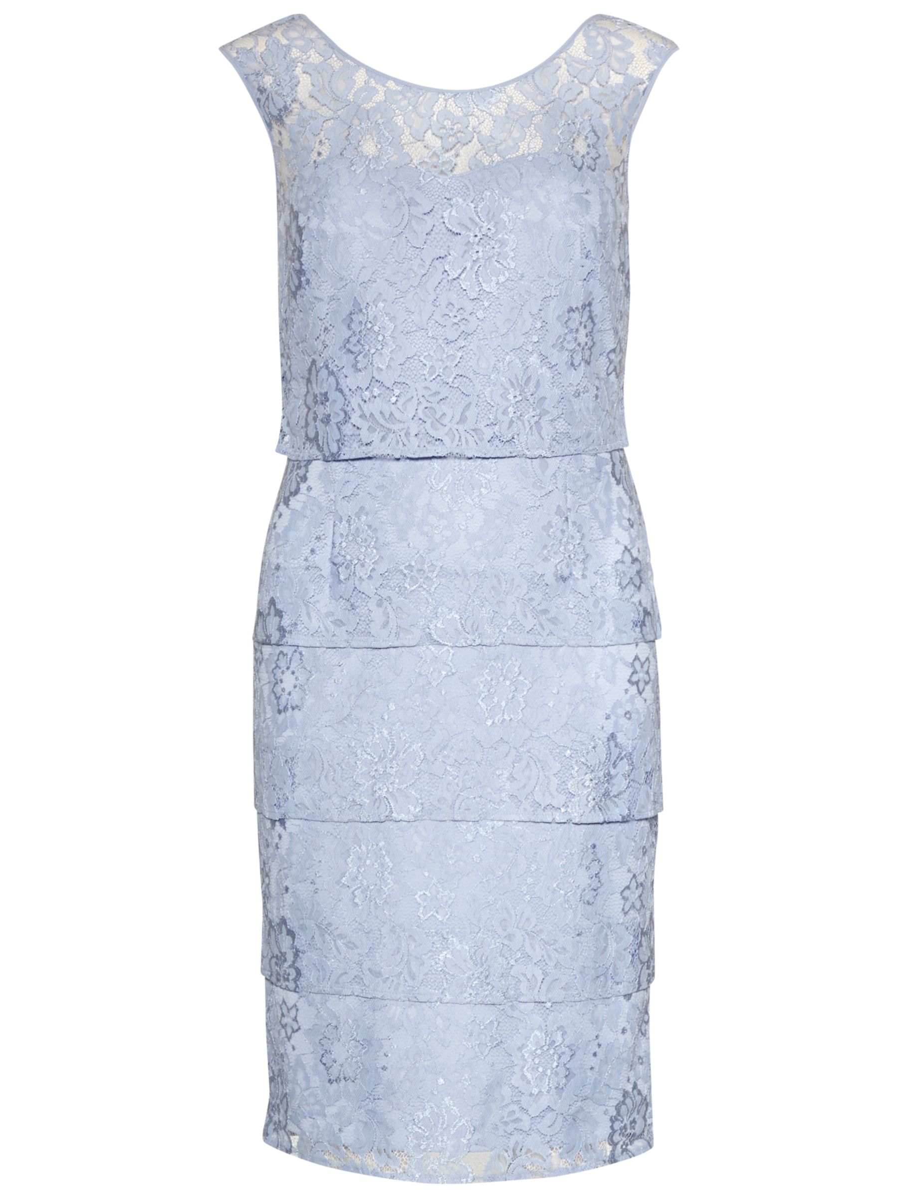Gina Bacconi Layered Lace Panels Dress, Perri Blue