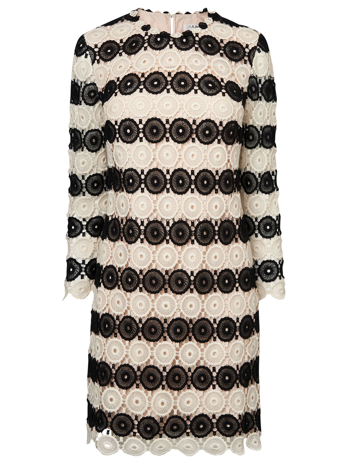 L.K. Bennett Claudine Crochet Shift Dress, Black/Cream
