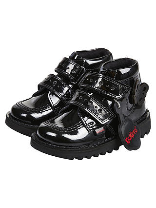 Kickers Children's Kick Flutter Leather Boots, Black Patent