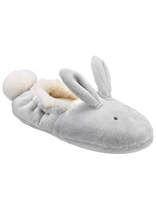 John Lewis & Partners Children's Closed Back Bunny Slippers, Grey