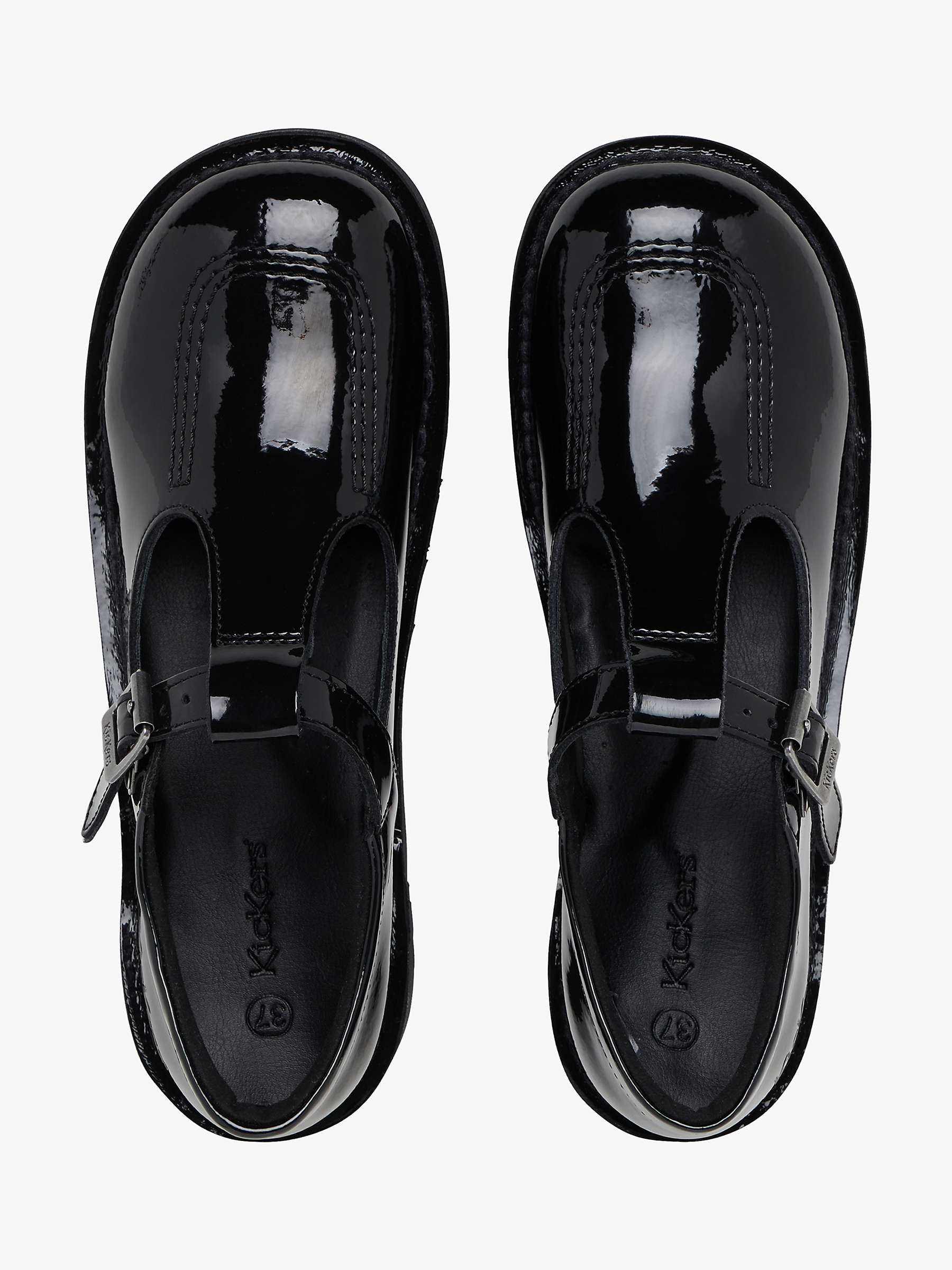 Buy Kickers Kids' Kick T-Bar Shoes, Black Patent Online at johnlewis.com