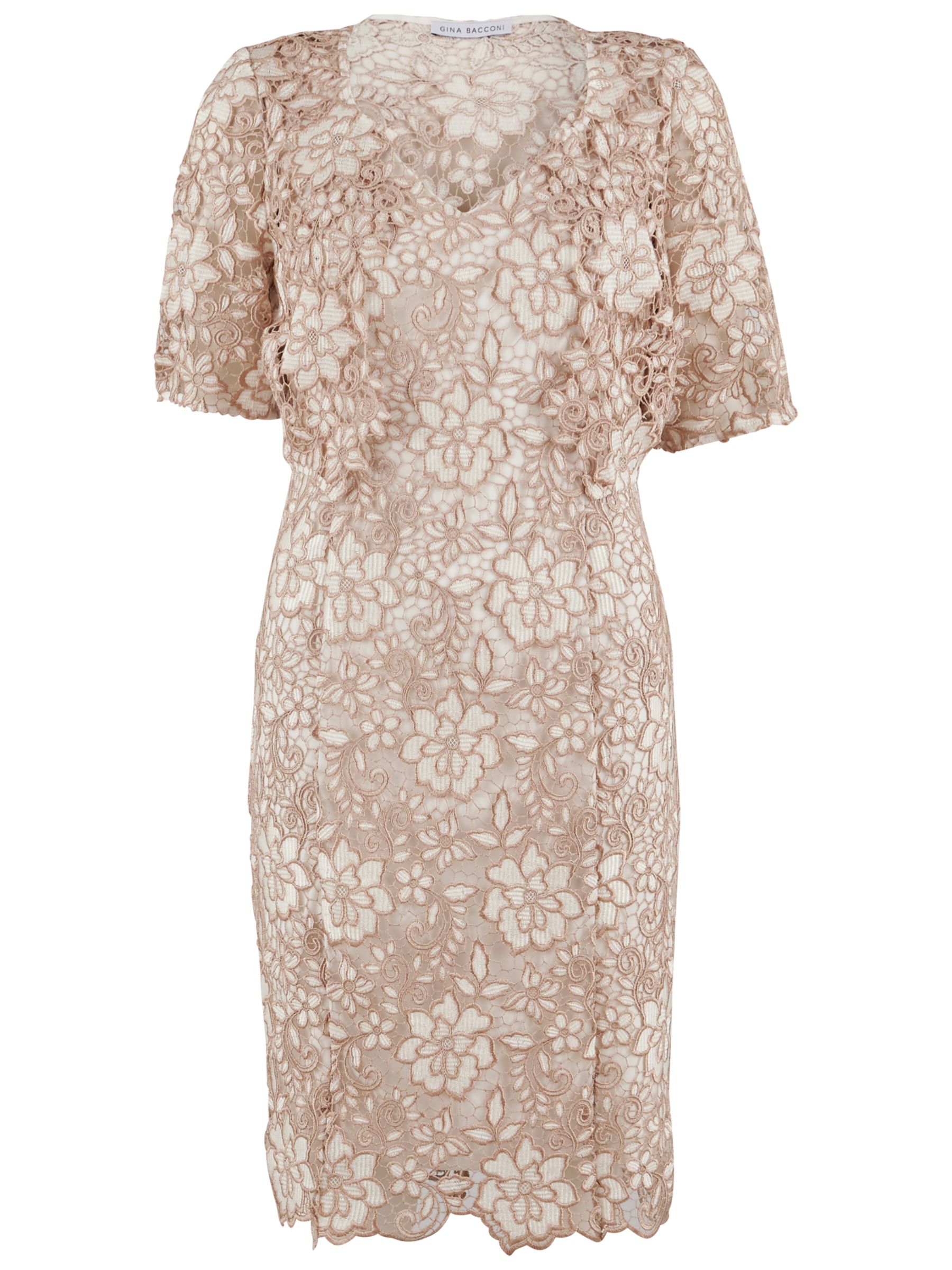 Gina Bacconi Guipure Lace Dress And Jacket, Cookies Cream at John Lewis ...