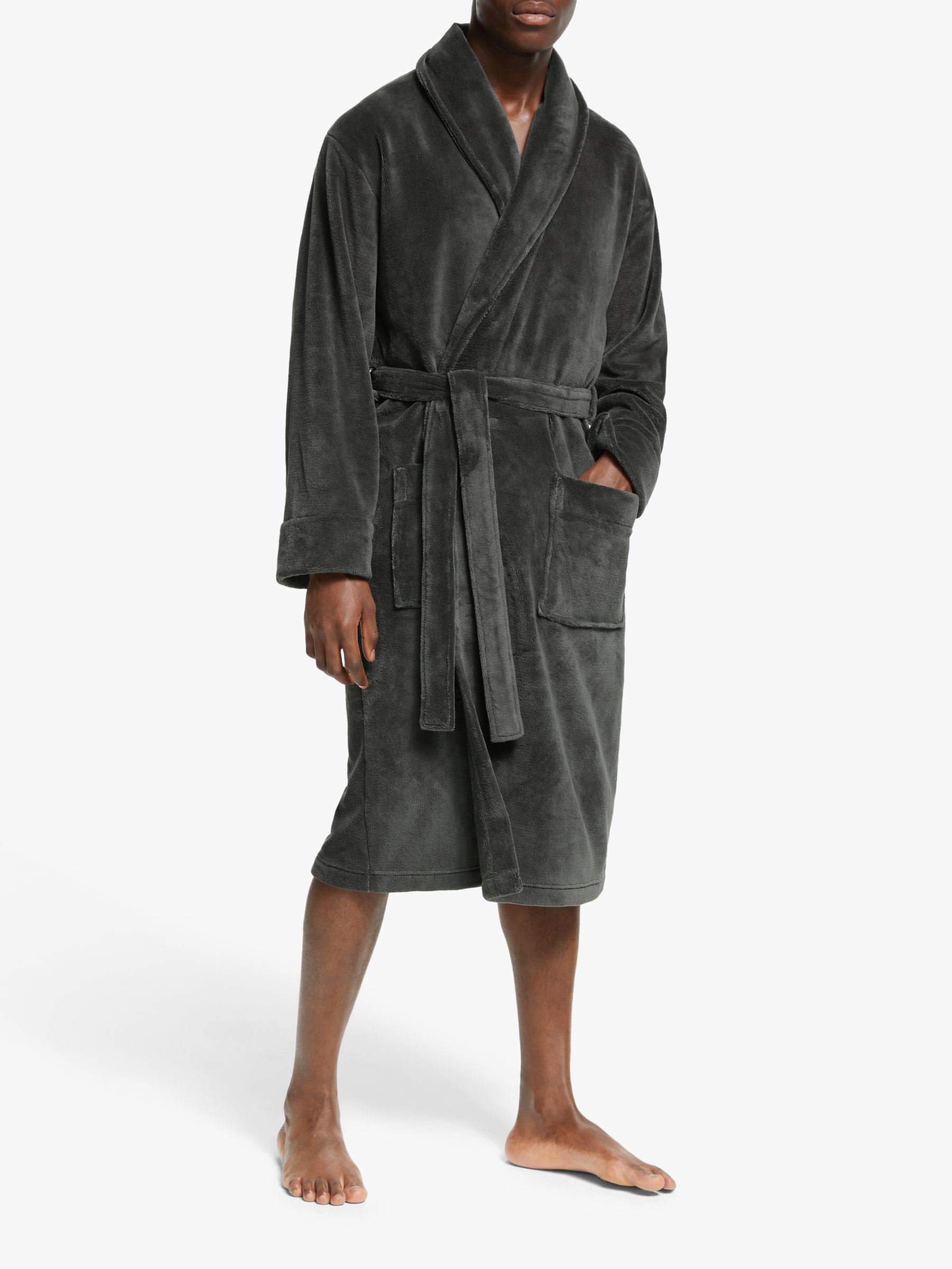 John Lewis & Partners Sheared Fleece Robe, Grey, M
