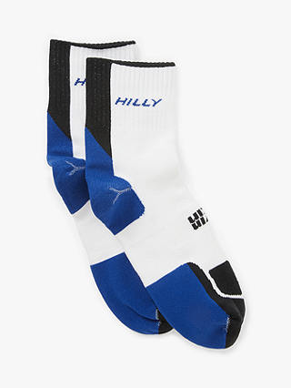 Hilly Twin Skin Running Socklets, White/Electric Blue/Black