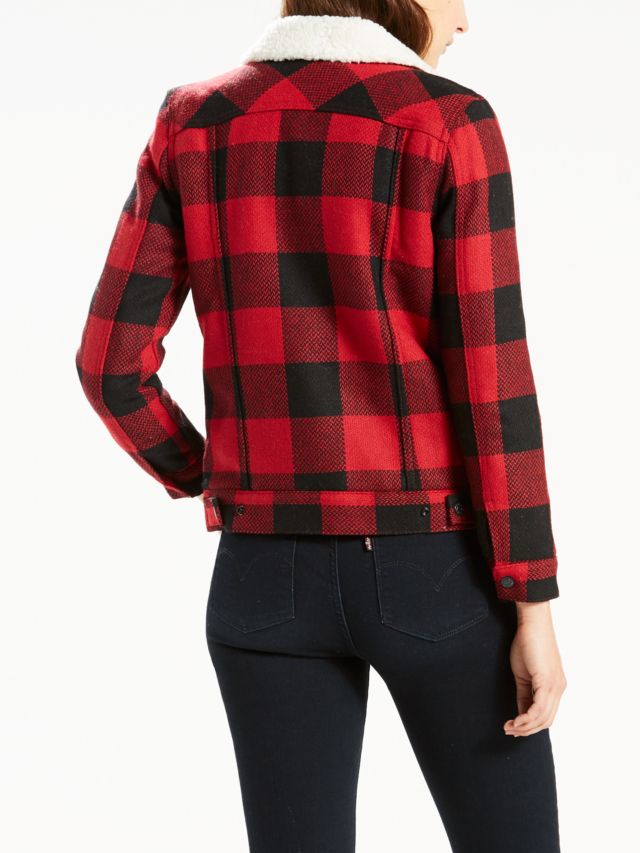 Levis sherpa jacket clearance red plaid