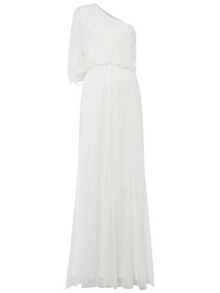 Raishma Embellished One Shoulder Gown, White
