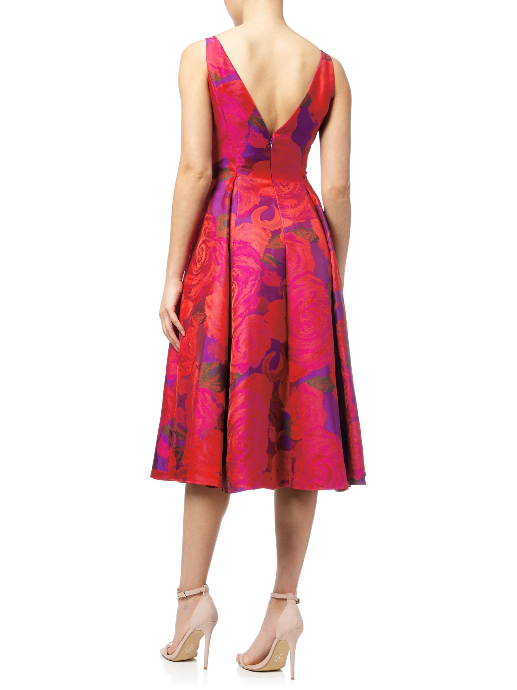 Adrianna Papell Sleeveless Tea Length Dress, Magenta at John Lewis ...