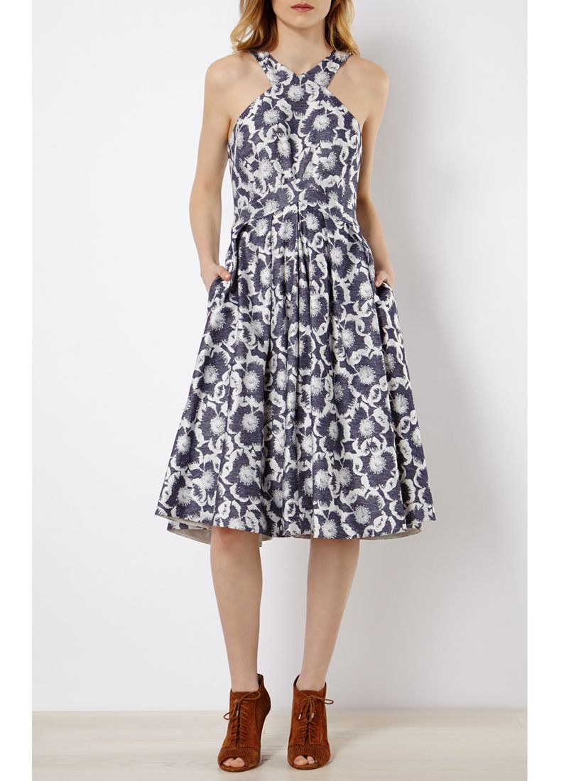 Buy Karen Millen Floral Jacquard Dress, Blue/Multi | John Lewis