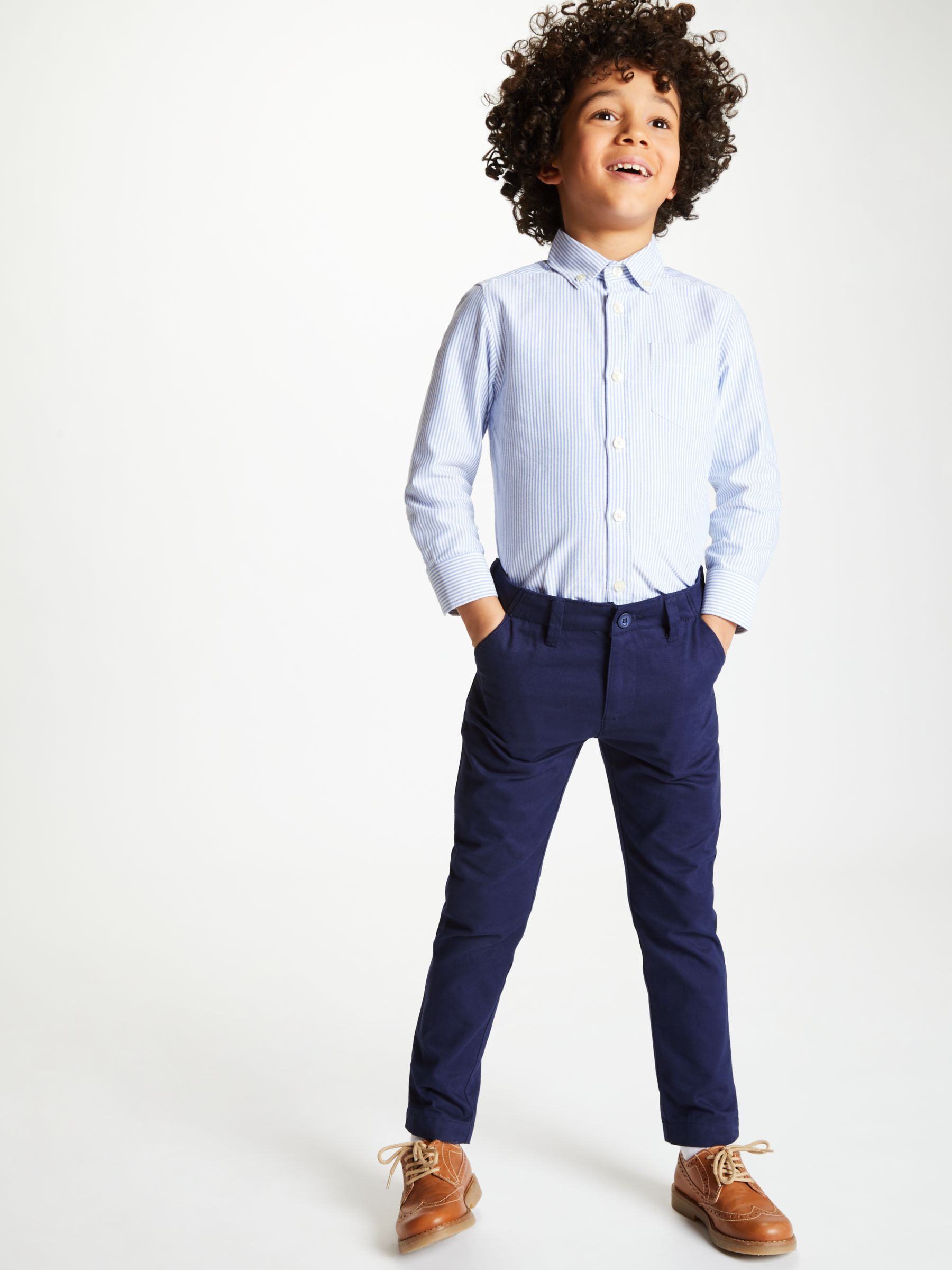 John Lewis & Partners Heirloom Collection Boys' Stripe Oxford Shirt, Blue