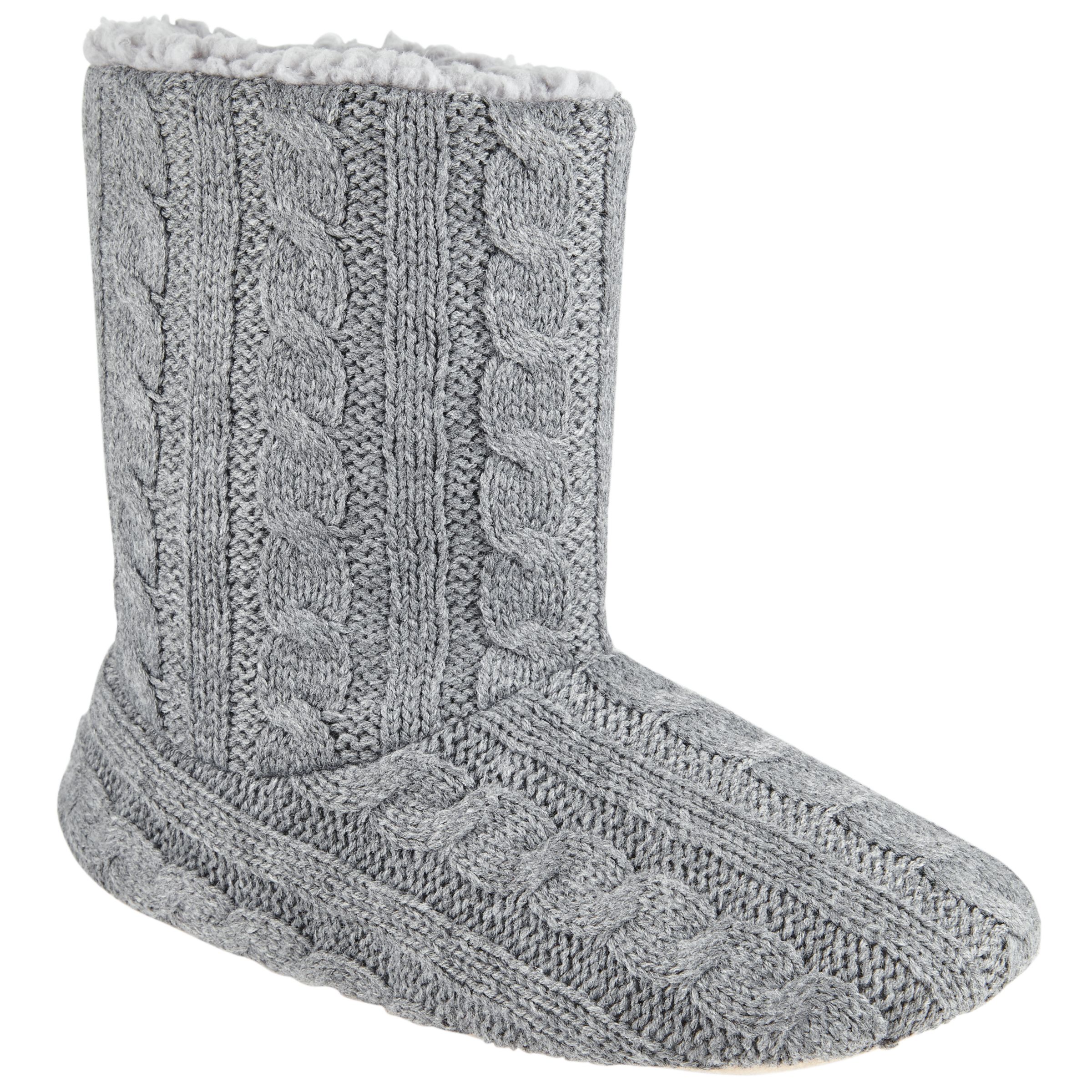 John Lewis Cable Knit Boot Slippers 