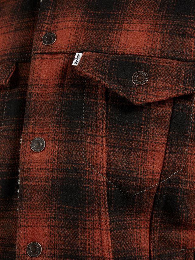 Levi's burnt orange plaid sherpa sales jacket