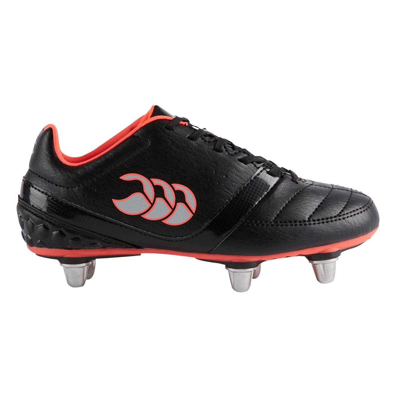 Canterbury of New Zealand Children's Phoenix Club 6 Stud Rugby Boots, Black/Red, 13 Jnr