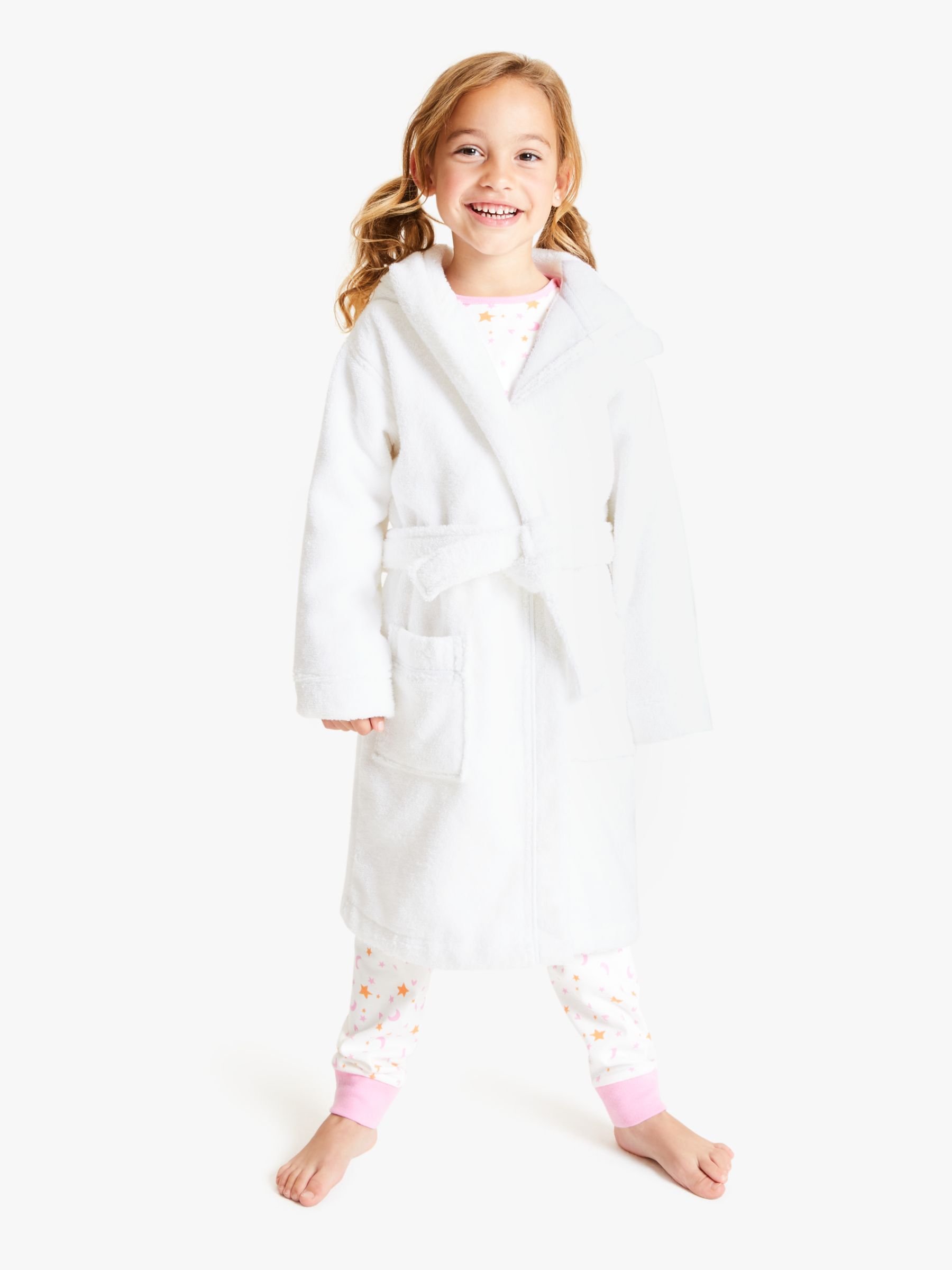 Girls Friends Hooded Robe Dressing Gown Ages 10-16 Years White