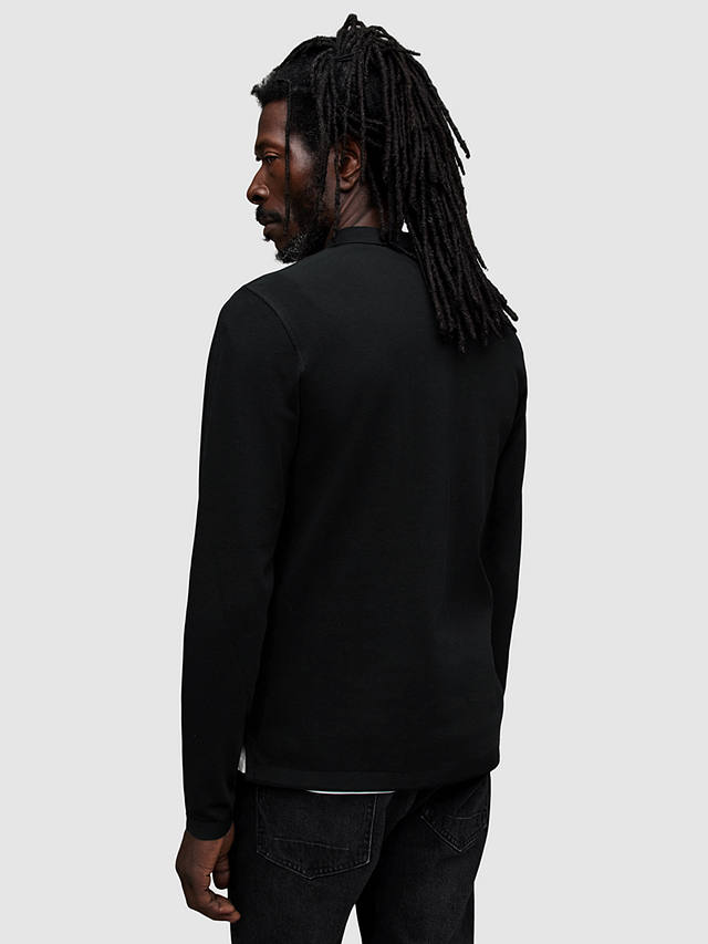 AllSaints Reform Long Sleeve Polo Shirt, Black