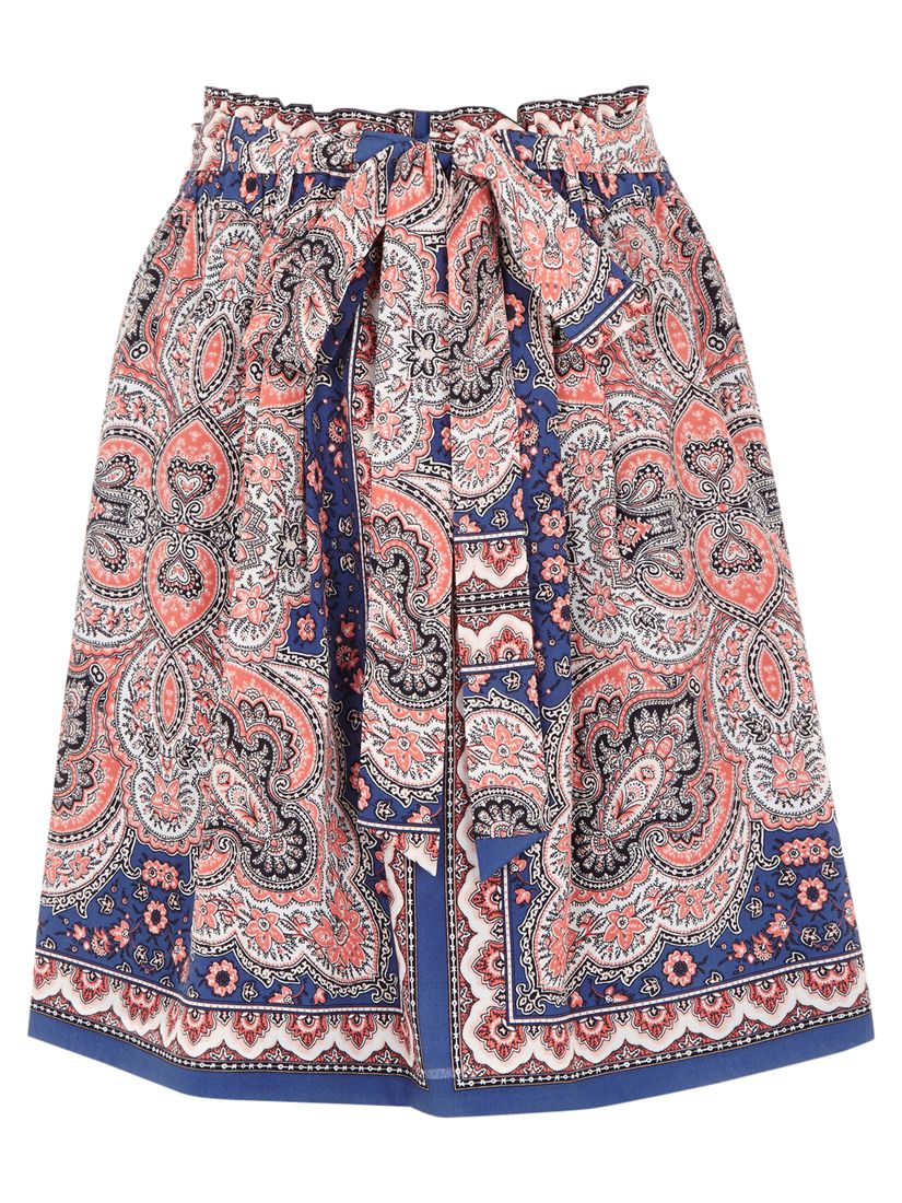 Oasis Paisley Paper Bag Skirt, Multi