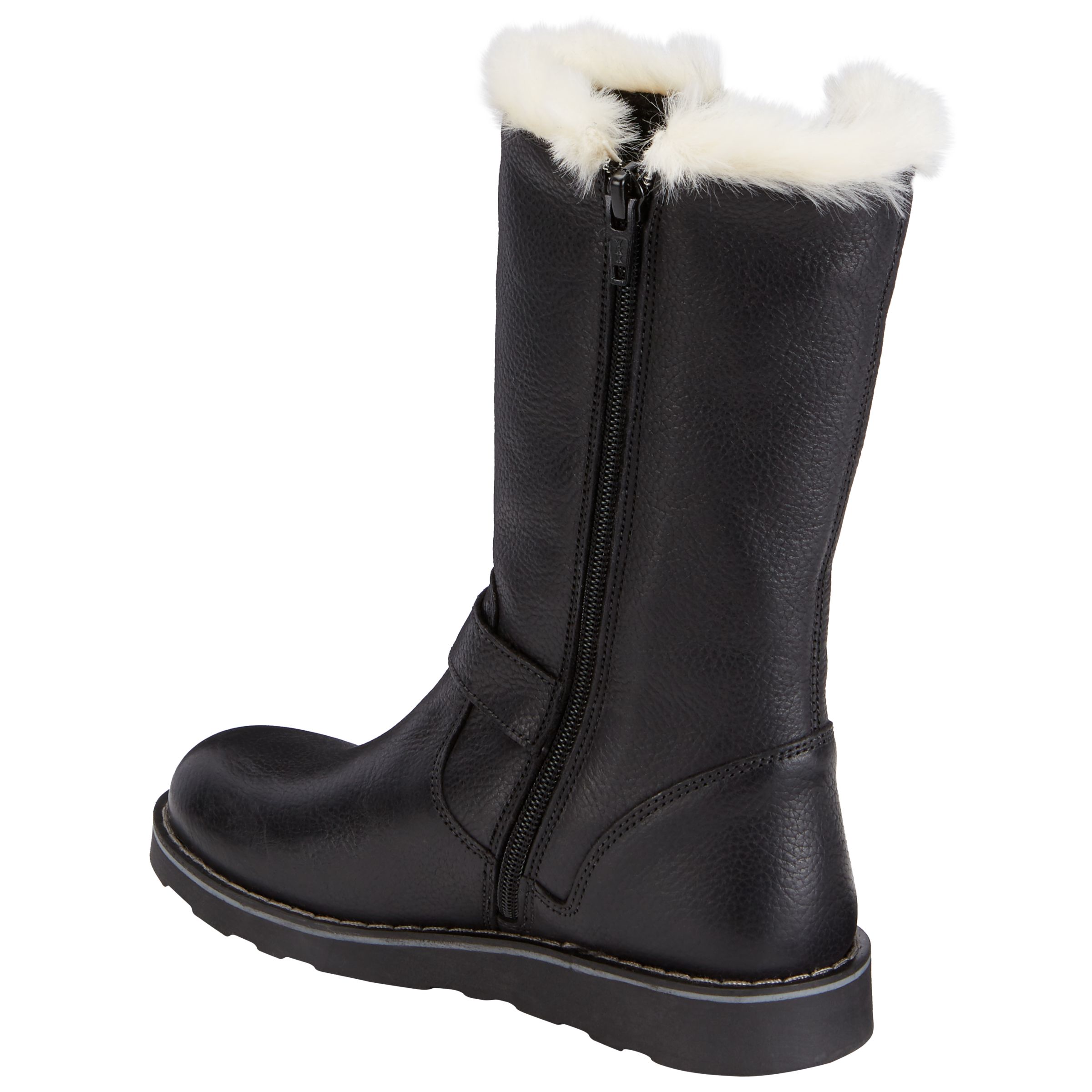 John Lewis & Partners Children&#39;s Leia Shearling Boots, Black Leather at John Lewis & Partners