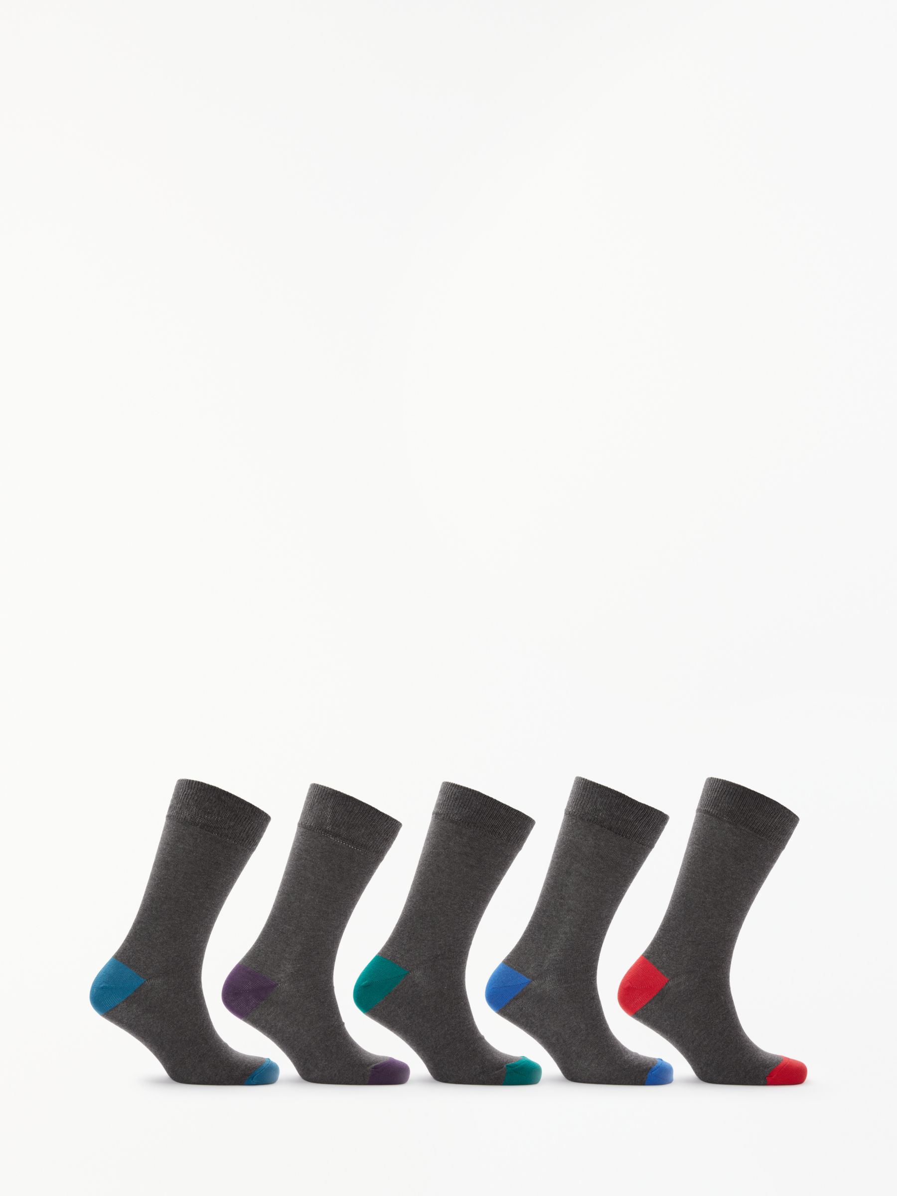 John Lewis & Partners Fashion Heel and Toe Socks, Pack of 5, Multi