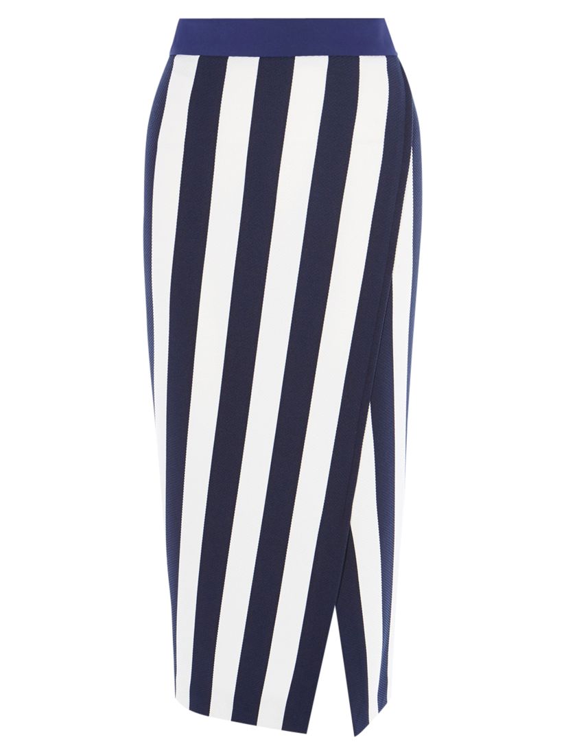 Karen Millen Striped Jersey Skirt, Blue/Multi