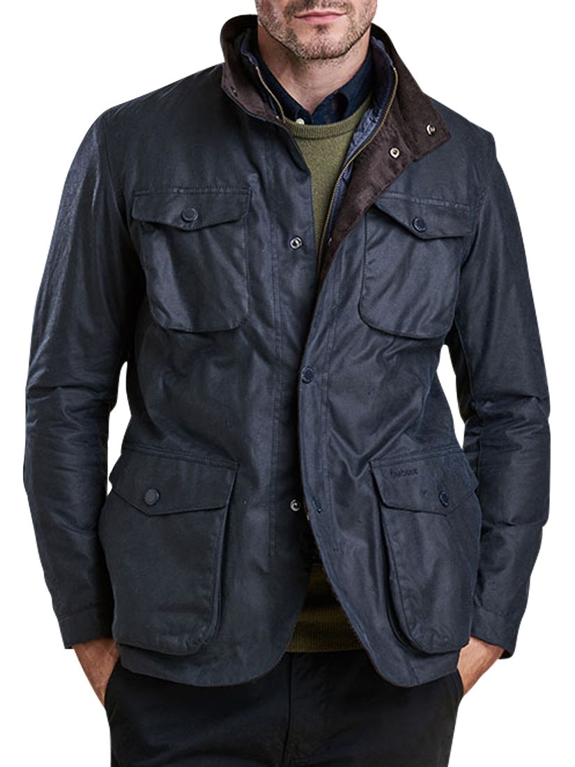 Barbour Ogston Waxed Jacket, Navy, M