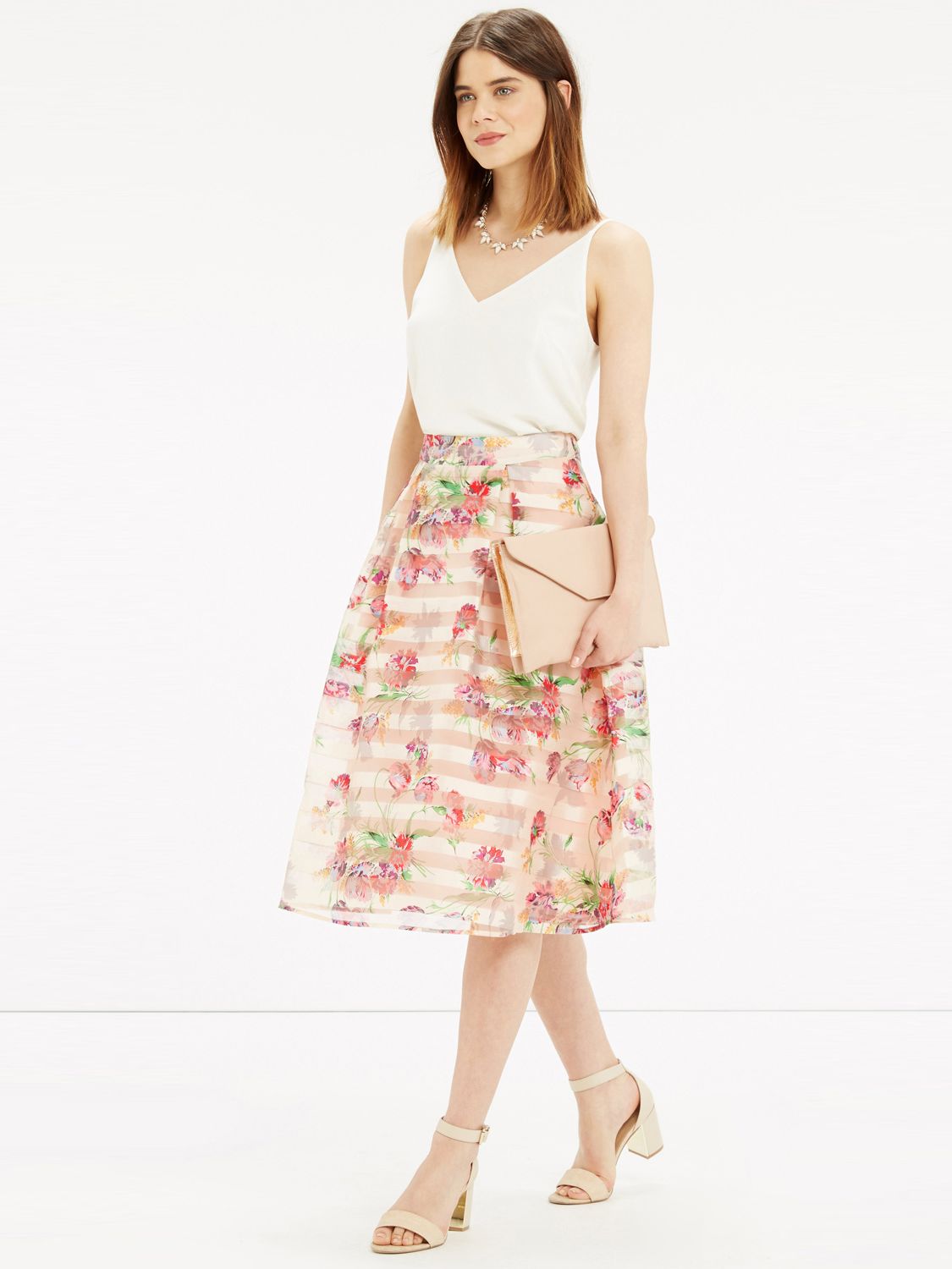 Oasis Floral Organza Skirt, Pink