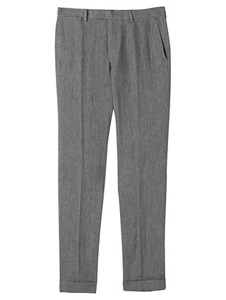 Jigsaw Linen Melange Slim Fit Trousers, Grey