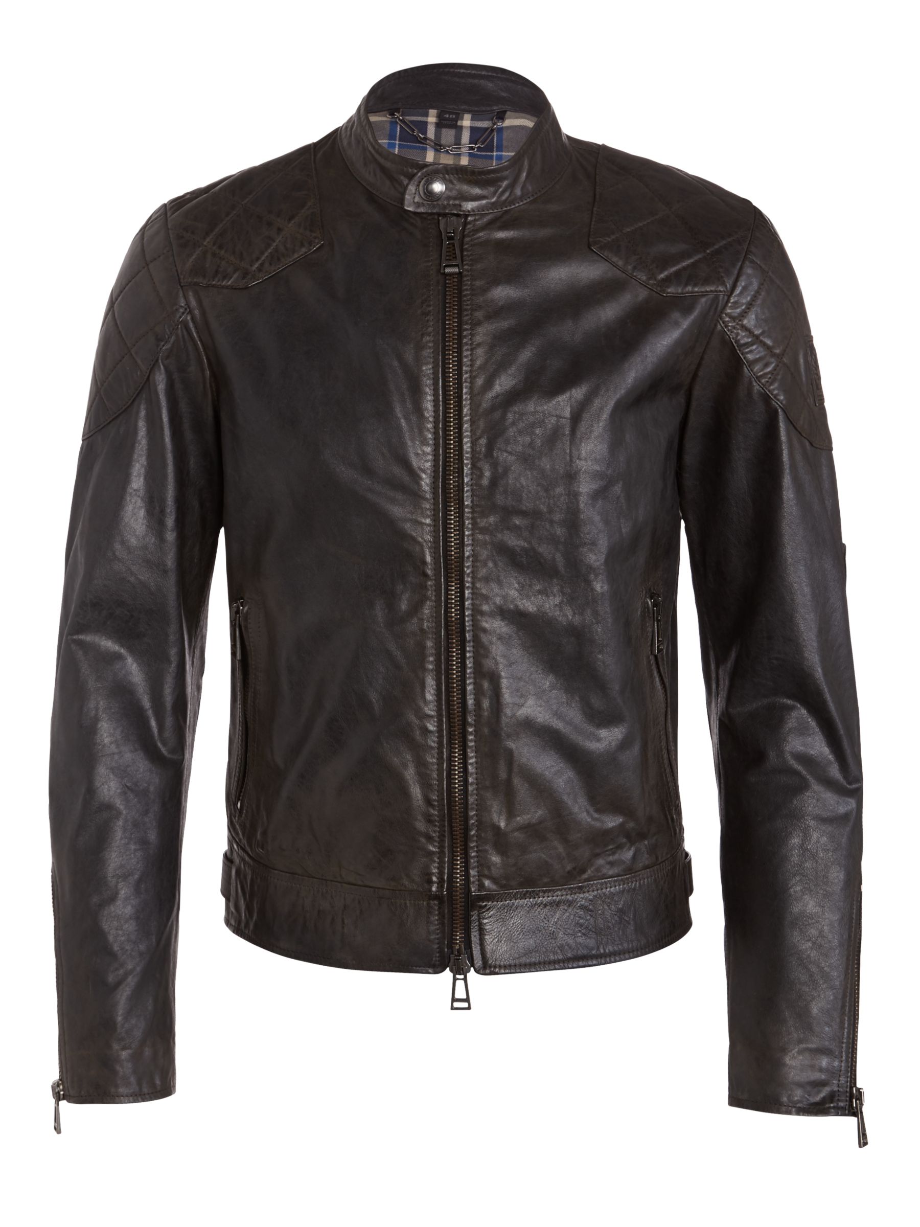 Belstaff Outlaw Leather Jacket, Black at John Lewis & Partners