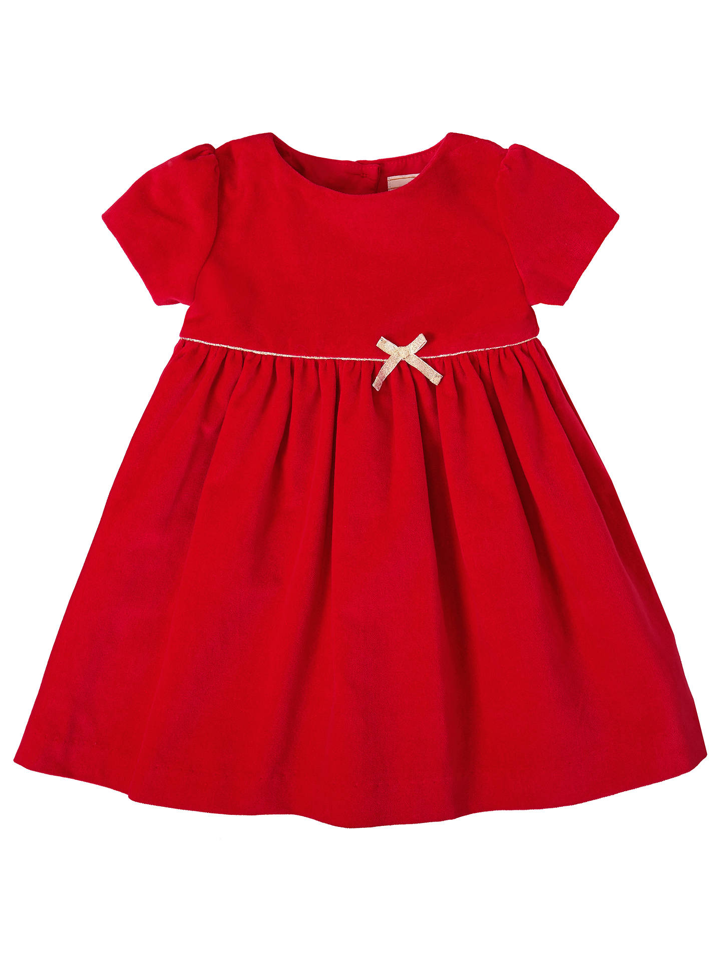 John Lewis & Partners Baby Velvet Bow Dress, Red at John Lewis & Partners