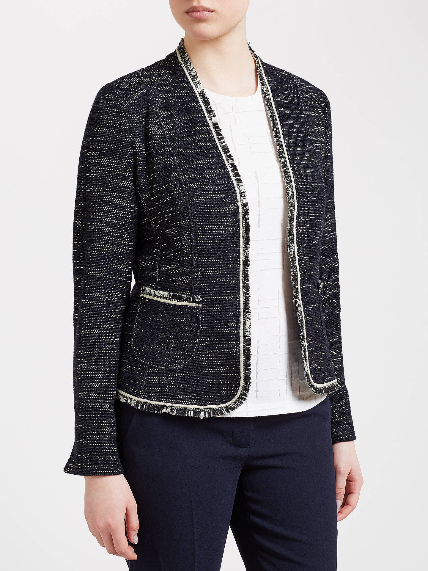 Gerry Weber Edge To Edge Textured Jacket, Indigo at John Lewis & Partners