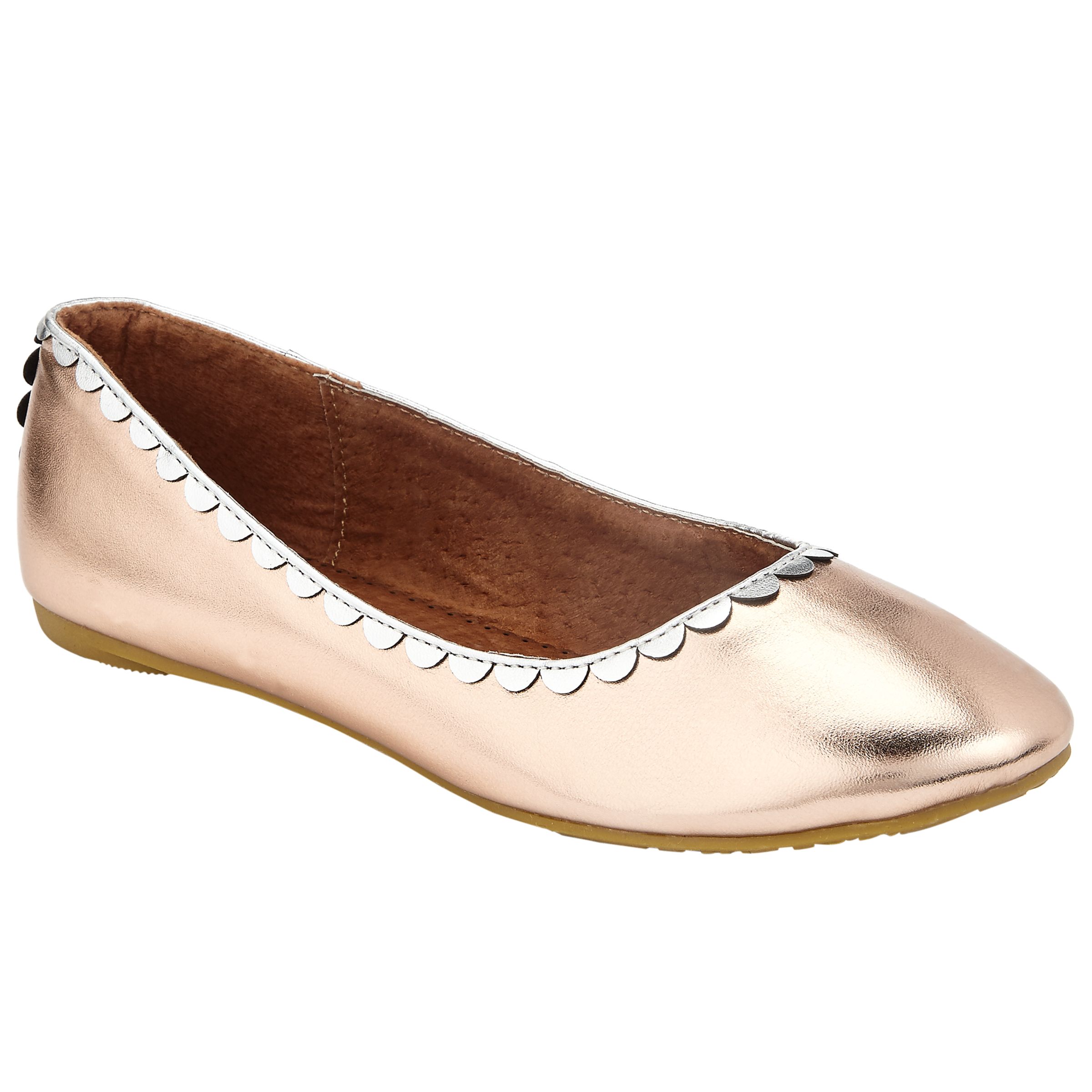 John Lewis & Partners Children's Darcy Scallop Shoes, Rose Gold at John ...