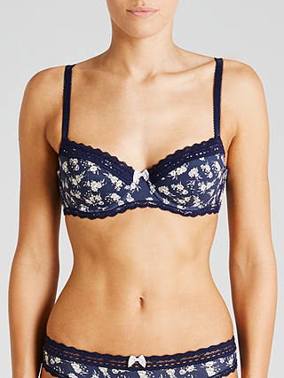 COLLECTION by John Lewis Jenny Lace Detail Underwired Balcony Bra, Winter Bud Print