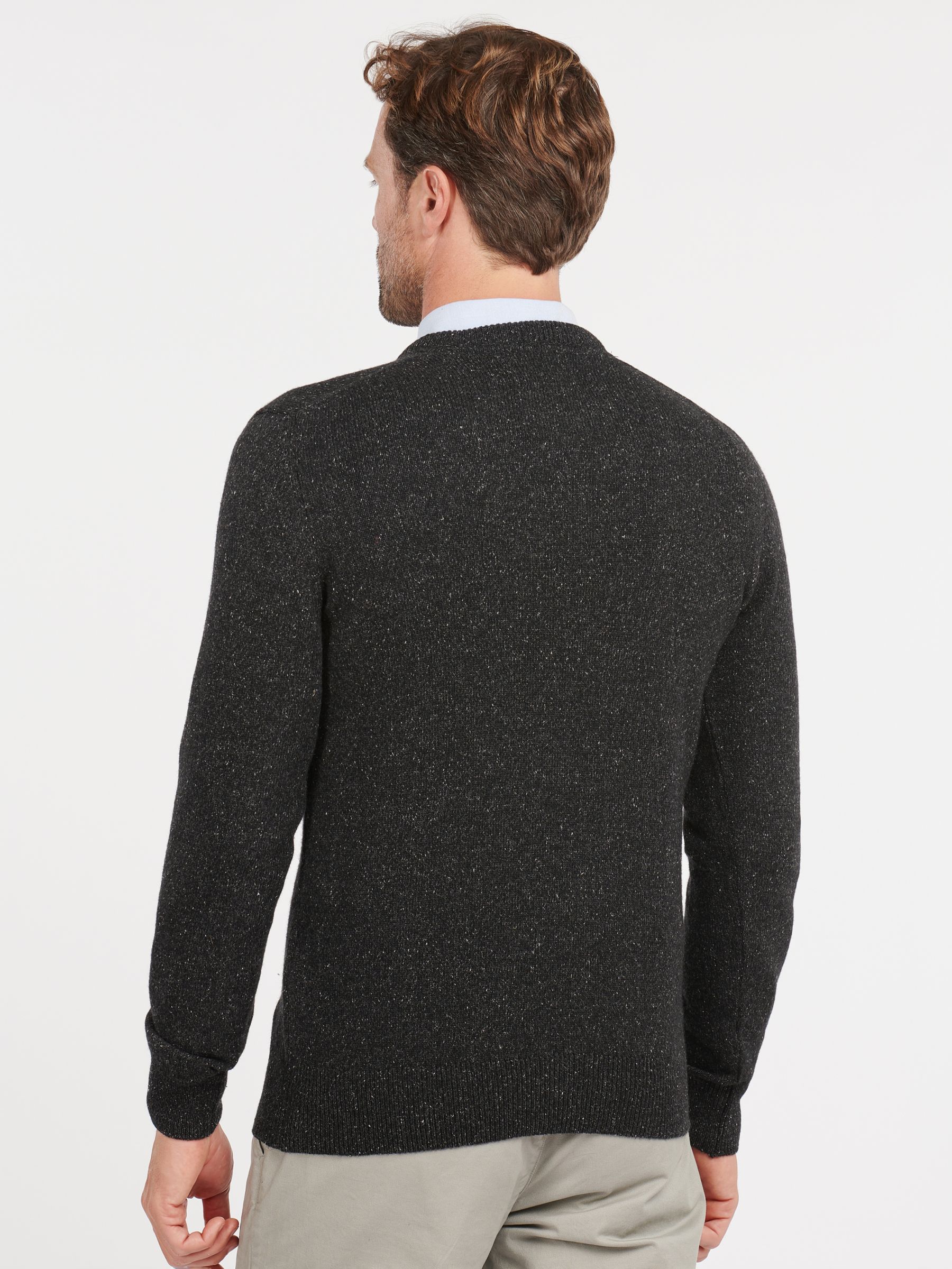 Barbour Tisbury Lambswool Crew Neck Jumper, Black at John Lewis & Partners