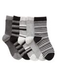 John Lewis & Partners Kids' Stripe Socks, Pack of 5, Black