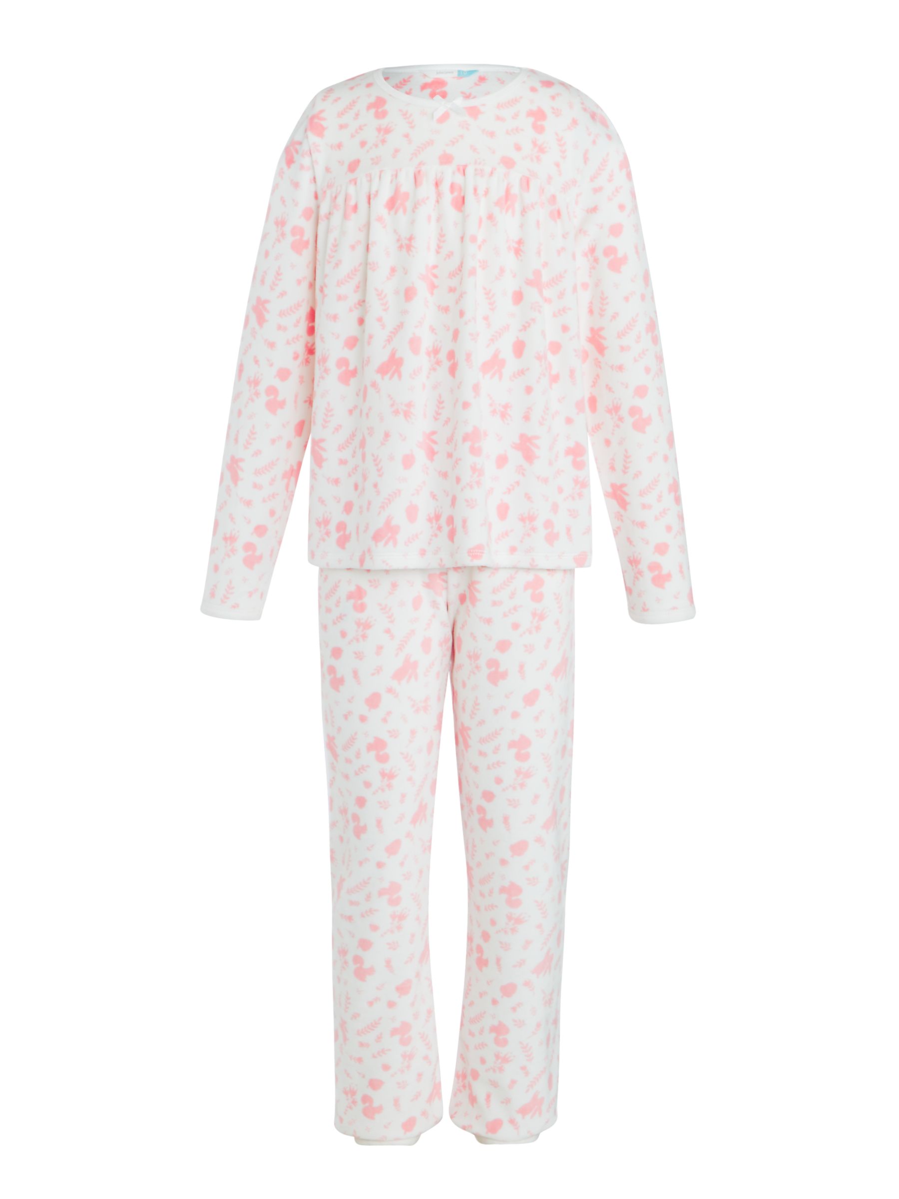 John Lewis Girls' Velour Woodland Pyjamas, Cream