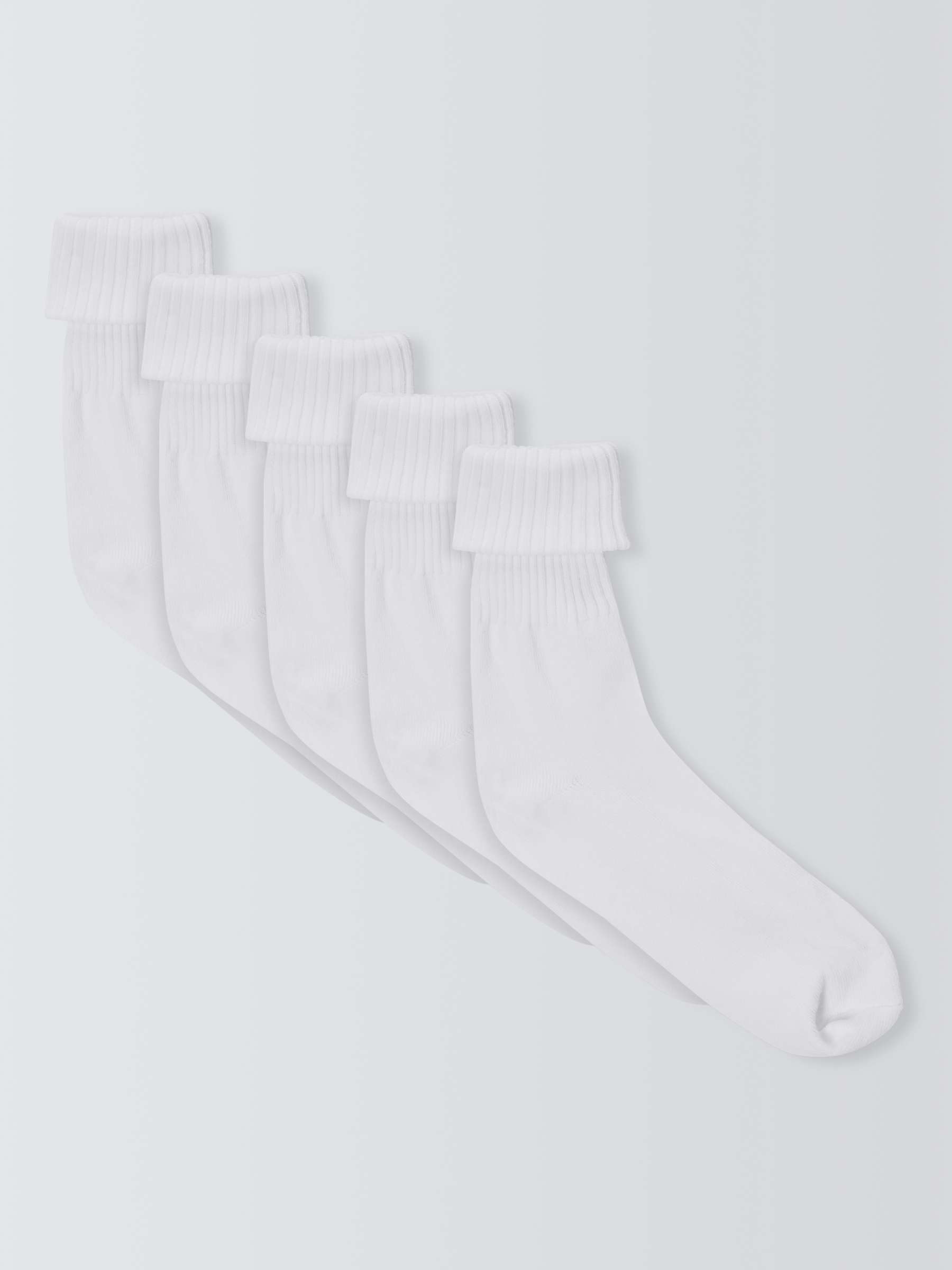 Buy John Lewis Kids' Roll Over Socks, Pack of 5, White Online at johnlewis.com