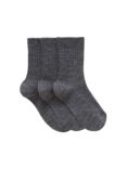 John Lewis Children's Wool Rich Socks, Pack of 3, Charcoal
