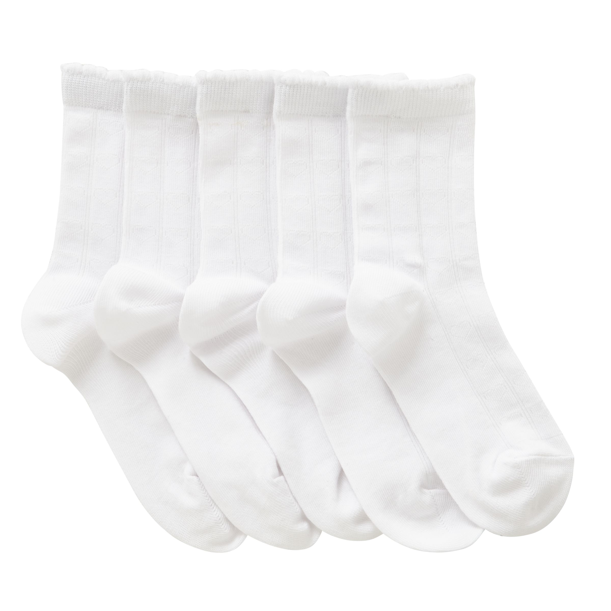 John Lewis & Partners Children's Heart Socks, Pack of 5, White