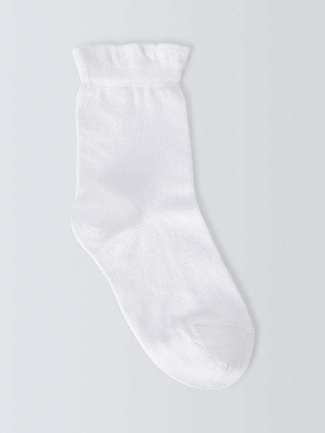 John Lewis Kids' Frill Top Socks, Pack of 5, White