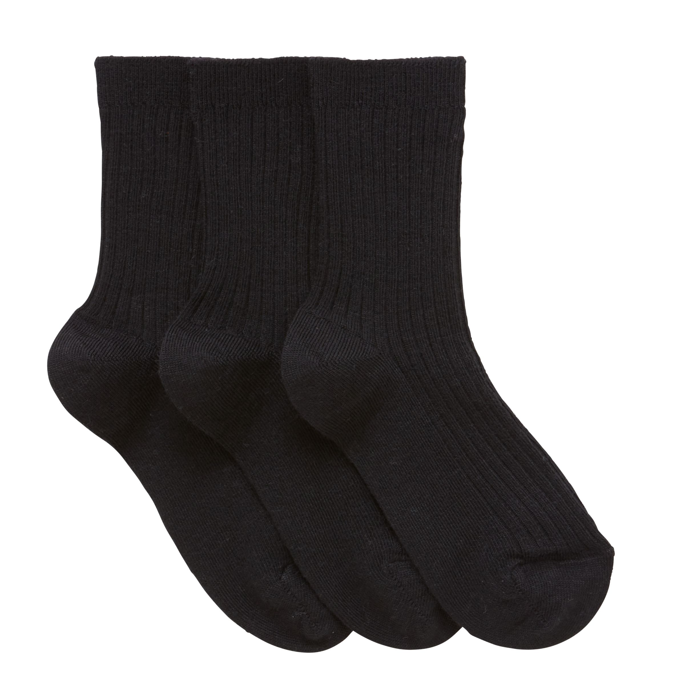 John Lewis Children's Wool Rich Socks, Pack of 3, Black, 6-8.5 Jnr