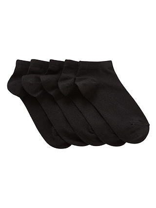 John Lewis & Partners Children's Trainer Liner Socks, Pack of 5, Black