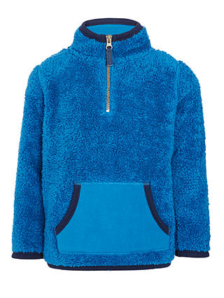 John Lewis & Partners Boys' Fluffy Half Zip Fleece, Blue
